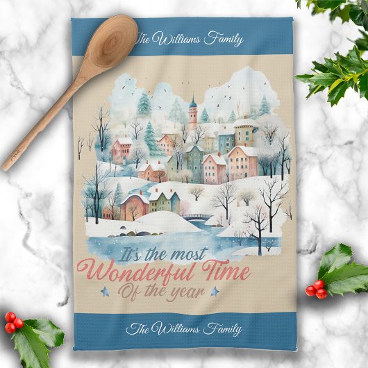 Winter Feestdagen Christmas Aangepaste naam Theedoek