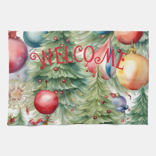 Winter Feestdagen Decor Theedoek (Horizontaal)