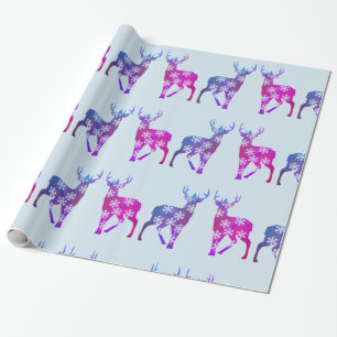 Winter Feestdagen Deer Snowflakes Wrapppapier Cadeaupapier