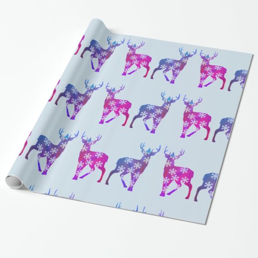 Winter Feestdagen Deer Snowflakes Wrapppapier Cadeaupapier (Uitgerold)