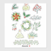 Winter Feestdagen Foliage Sticker (Vel)