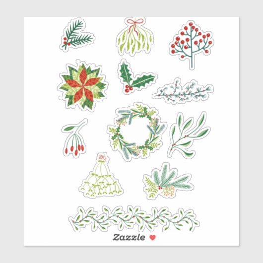 Winter Feestdagen Foliage Sticker (Vel)