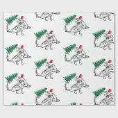 Winter Feestdagen Gift Wrap Hedgehog Cadeaupapier (Vlak)