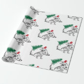 Winter Feestdagen Gift Wrap Hedgehog Cadeaupapier (Uitgerold)