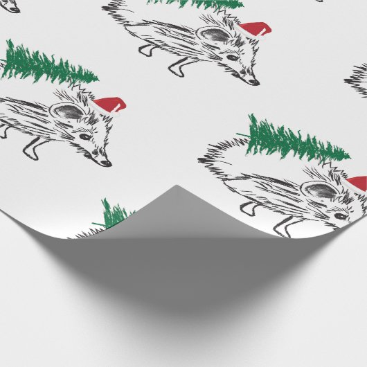 Winter Feestdagen Gift Wrap Hedgehog Cadeaupapier (Hoek)