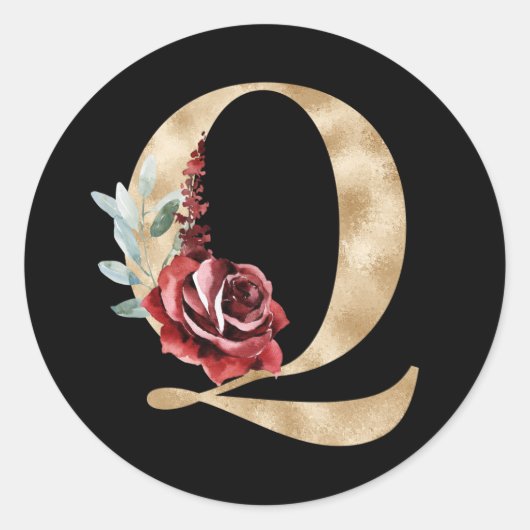 Winter feestdagen initialen sticker letter Q (Voorkant)