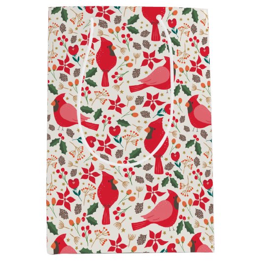 Winter Feestdagen Kardinalen Medium Cadeauzakje (Voorkant)