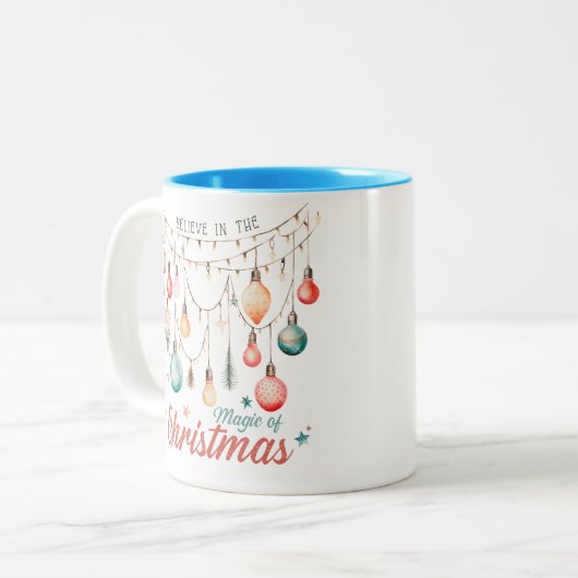 Winter Feestdagen Kerst Magic Custom Naam Tweekleurige Koffiemok (Voorkant links)