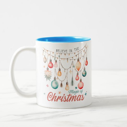 Winter Feestdagen Kerst Magic Custom Naam Tweekleurige Koffiemok (Links)