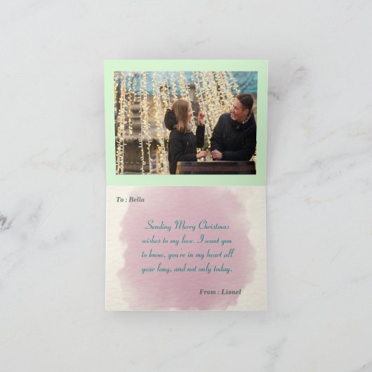 Winter Feestdagen Kerst paar aangepaste naam foto Kaart (Binnen)
