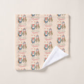 Winter Feestdagen Kerst Paar Lady Custom Naam Bad Handdoek (Wasdoekje)