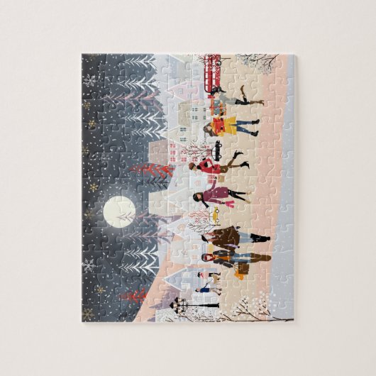 Winter Feestdagen kerstdorp Legpuzzel (Verticaal)