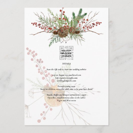 Winter Feestdagen Kerstfeest Uitnodiging (Achterkant)