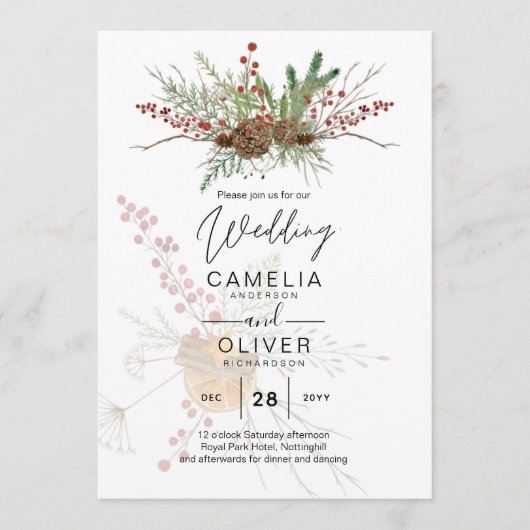 Winter Feestdagen Kerstfeest Uitnodiging (Voorkant)