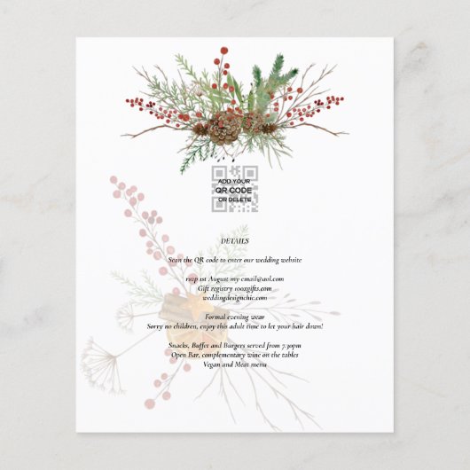 Winter Feestdagen Kerstfeest Uitnodiging (Achterkant)