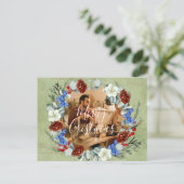 Winter Feestdagen kerstfoto met Berry Pine Briefkaart (Staand voorkant)