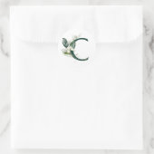 Winter feestdagen MONOGRAM witte bessen Ronde Sticker (Tas)