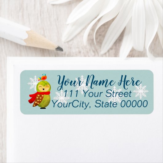 Winter Feestdagen Owl Etiket (Insitu)