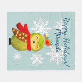 Winter Feestdagen Owl Fleece Deken (Voorkant (Horizontaal))