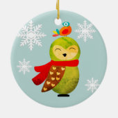 Winter Feestdagen Owl Keramisch Ornament (Achterkant)