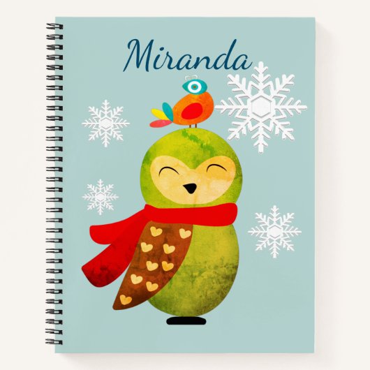Winter Feestdagen Owl Notitieboek (Voorkant)