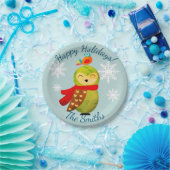 Winter Feestdagen Owl Papieren Bordje (Feest)