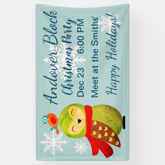 Winter Feestdagen Owl Spandoek (Verticaal)