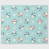 Winter Feestdagen Penguins | Kerstmis Cadeaupapier (Vlak)