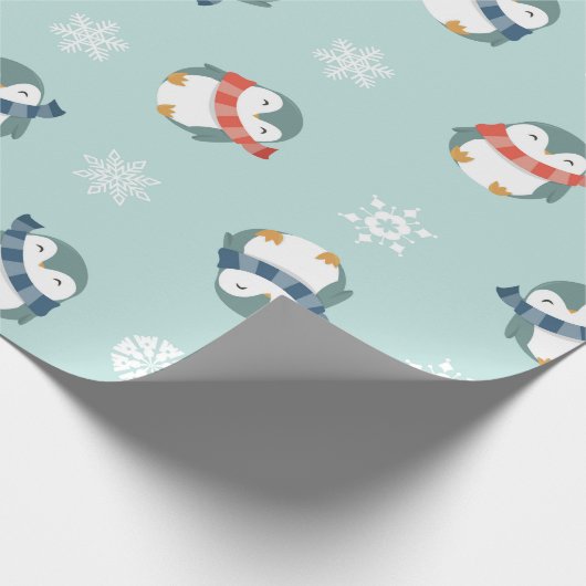 Winter Feestdagen Penguins | Kerstmis Cadeaupapier (Hoek)