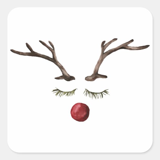 Winter feestdagen Rudolph Vierkante Sticker (Voorkant)