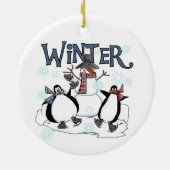 Winter Feestdagen Sneeuwman Pinguïns Schaatsen Keramisch Ornament (Achterkant)