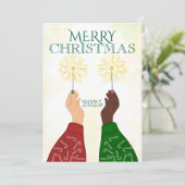 Winter Feestdagen twee handen kerst samen Kaart (Staand voorkant)