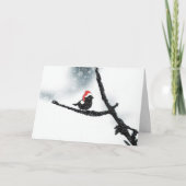 Winter Feestdagen Vogel op een sneeuwbijkantoor Kaart (Voorkant)