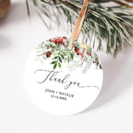 Winter Feestelijke Kerst Evergreen bruiloft Bedankjes Labels