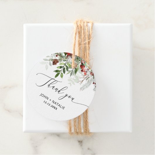 Winter Feestelijke Kerst Evergreen bruiloft Bedankjes Labels (In situ)