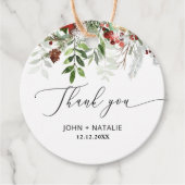 Winter Feestelijke Kerst Evergreen bruiloft Bedankjes Labels (Voorkant)