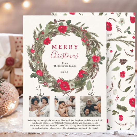 Winter feestelijke krans Kerstmis 3 foto's Feestdagenkaart