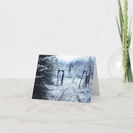 winter fence card feestdagen kaart