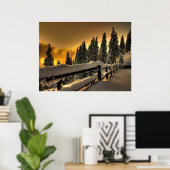 Winter Fence Scene Print Poster Kunstwerk Muurschi (Thuiskantoor)