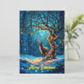 Winter festieve knuffelende herten Kerstmis bos Kaart (Staand voorkant)