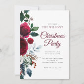 Winter Festive Floral Christmas Invitation Kaart (Voorkant)