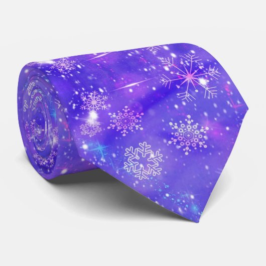 Winter Festive Pattern Holiday Blue Snowflake Stropdas (Opgerold)