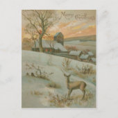Winter Field Deer Church Snow Briefkaart (Voorkant)