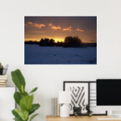 Winter Field Sunset Poster (Thuiskantoor)