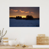 Winter Field Sunset Poster (Keuken)