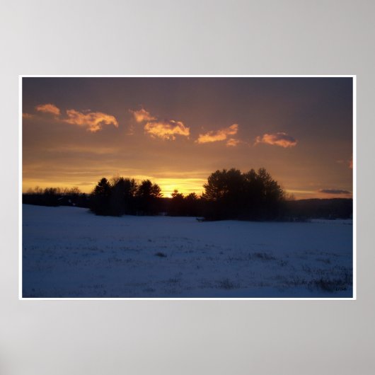 Winter Field Sunset Poster (Voorkant)