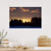 Winter Field Sunset Poster (Keuken)