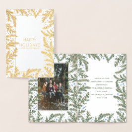 Winter Fir Branches Kerstmis | Vakantiefoto Folie Kaarten
