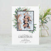 Winter Fir Cone Succulent Merry kerstfoto Ho Feestdagenkaart (Staand voorkant)