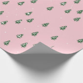 Winter Fir Market Roze Kerstmis Cadeaupapier (Hoek)